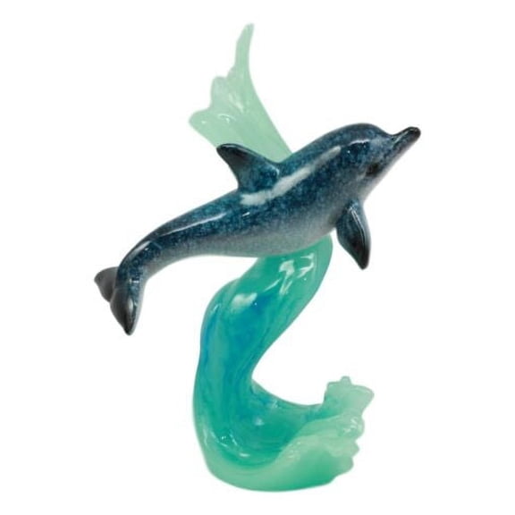 Coastal Marine Ocean Playful Bottlenose Dolphin Gliding Over Sea Waves Figurine