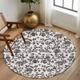thumbnail image 3 of Farmhouse Black Large Area Rugs for Bedroom Living Room, Soft Non Slip Carpet Bedside Rug, Vintage Flower Leaf Botanical Plant Round Floor Cover Kitchen Accent Rug 6' for Dining Room/Office, 3 of 9