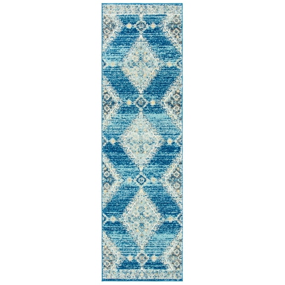 SAFAVIEH Madison Brandon Geometric Runner Rug, Navy/Cream, 2'3" x 12'