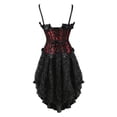 thumbnail image 3 of Grebrafan Bustiers Corsets à Pois avec Jupe Steampunk Femmes 2TG Rouge, 3 of 4