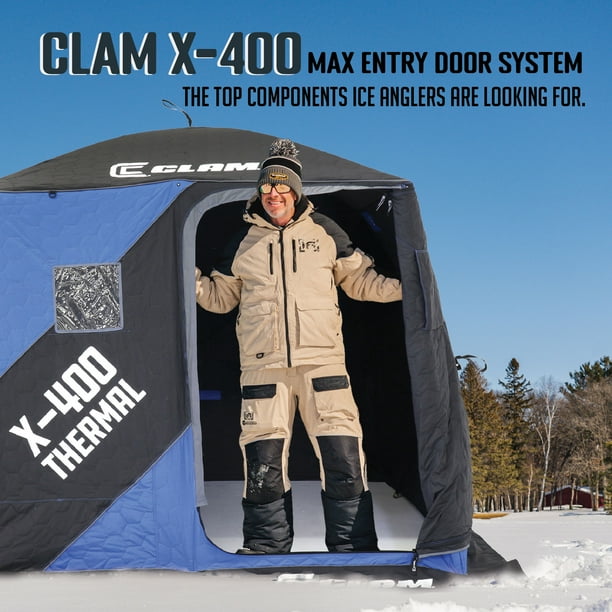 CLAM X-400 Portable 4 Person 8' Pop Up Ice Fishing Thermal Hub