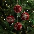 thumbnail image 4 of Wine Red Velvet Bow Christmas Ball Gold Sticky Powder Sequin Burgundy Flocked Christmas Tree Hanging Balls Home Party Decoration, 4 of 9