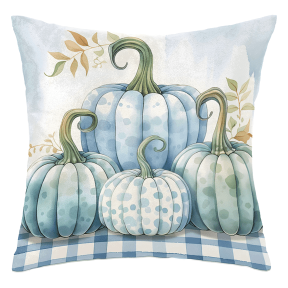 ADECORIVY Fall Pumpkin Throw Pillow Cover Decorative Pillow Cover 16x16 Inch Cushion Case Buffalo Plaid Pillowcase for Couch Sofa Bed Living Room Home