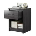 thumbnail image 1 of Gymax Table de Chevet avec Tiroir Étagère de Rangement Table d'Appoint en Bois Chambre Noir, 1 of 10