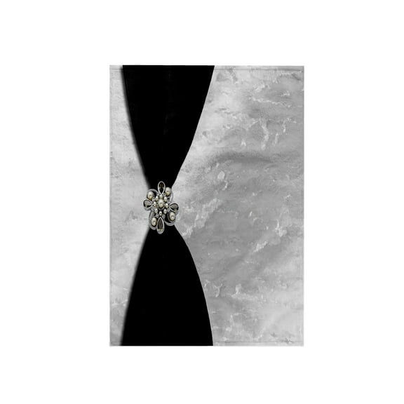 3dRose, Black Satin Ribbon with Jewel on Silver, 15x22 Hand Towel