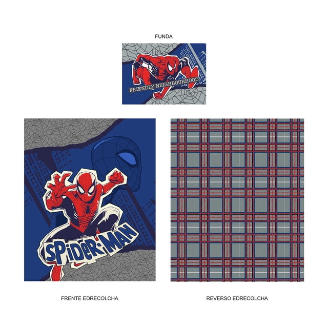 Set de Edrecolcha Marvel Spiderman Individual 160 cm x 220 cm Azul