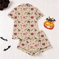 thumbnail image 4 of Bobifish Toddler Girls Sleep Sets Halloween Print Lapel Button Down Short Sleeve Tops&Shorts PJS Children Girls Home Clothes, 4 of 9