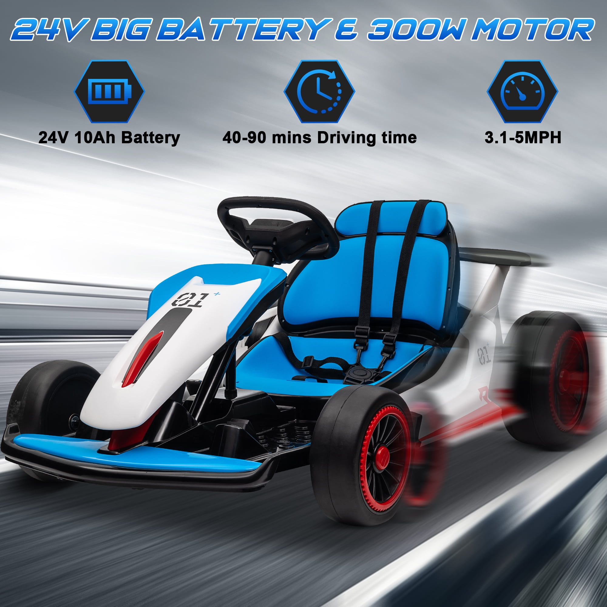 Joyracer 24V Ride on Toys Electric Go Kart for Boys Girls Age 6-12