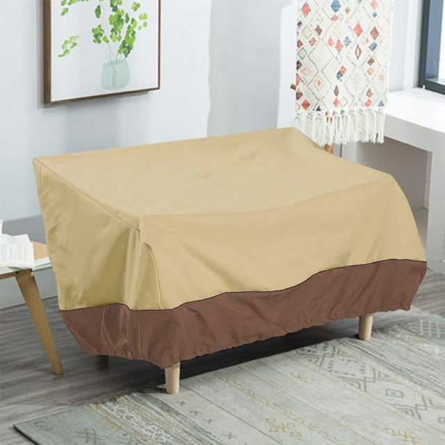 Bench Cover Oxford Patio Sofa Bench Protector; Dust Protector Garden Couch Cover Outdoor Furniture Protector, Beige and Coffee