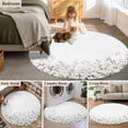 thumbnail image 6 of White Floral Large Area Rugs for Bedroom Living Room, Soft Non Slip Carpet Bedside Rug, Vintage Botanicals Blossom Motif Spring Round Floor Cover Kitchen Accent Rug 8' for Dining Room/Office, 6 of 9
