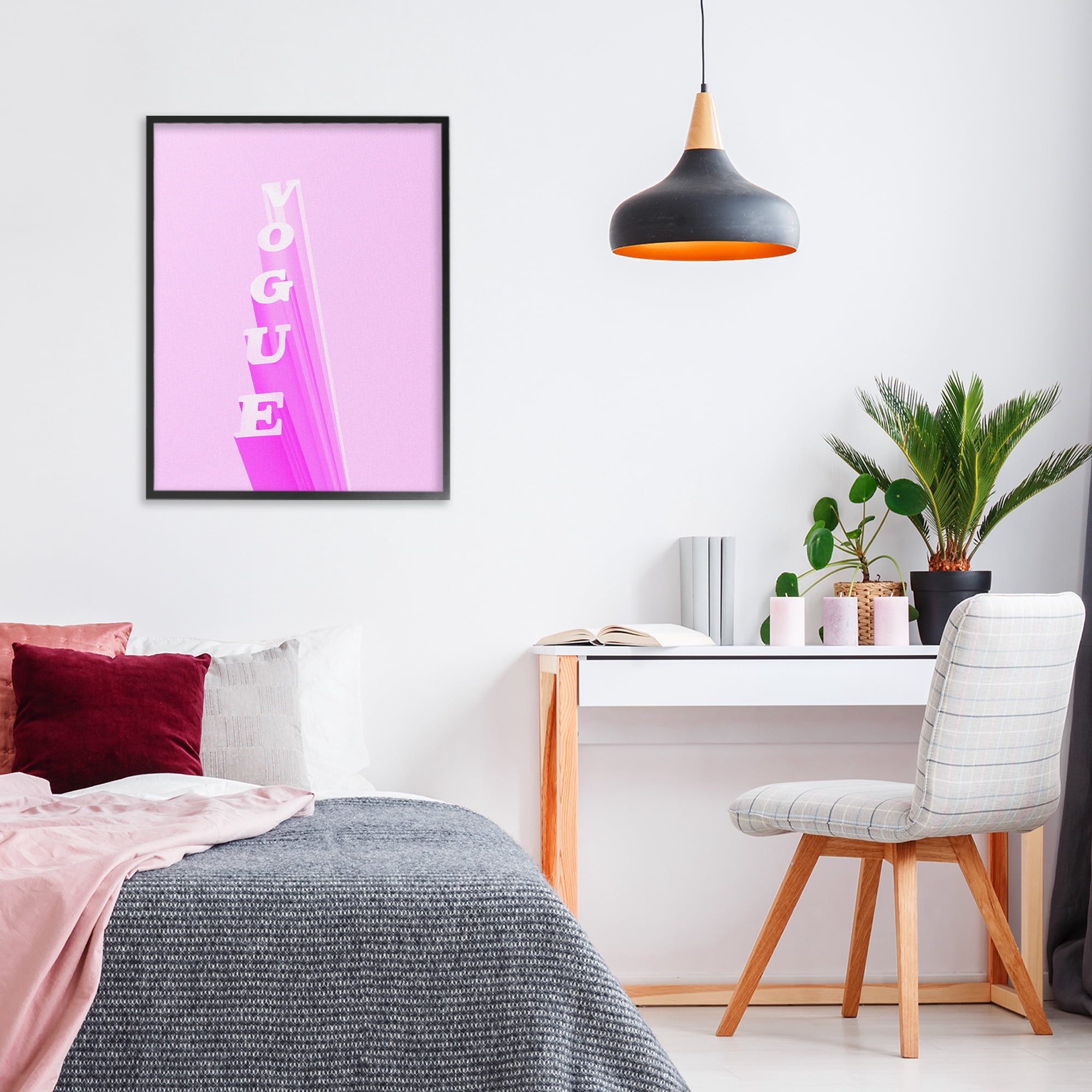 Stupell Industries Pink Vertical Glam Lettering Black Framed Giclee Art, design by Ziwei Li