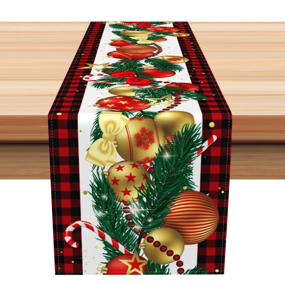 Lfeey Christmas Table Runner Red and Black Buffalo Check for Dinner Kitchen Table Decor Party 13''x36''