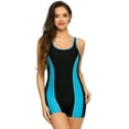 thumbnail image 6 of RELLECIGA Women's Color Block One Piece Swimsuits for Women with Shorts Boyleg Slimming Tummy Control One Piece Bathing Suit Padded Athletic Training Swimwear, 6 of 7