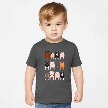 

Pig Lovers Kid s Tees Farm Animal Infant Bodysuits Illustration Breeds Youth-6M Bodysuit / Charcoal