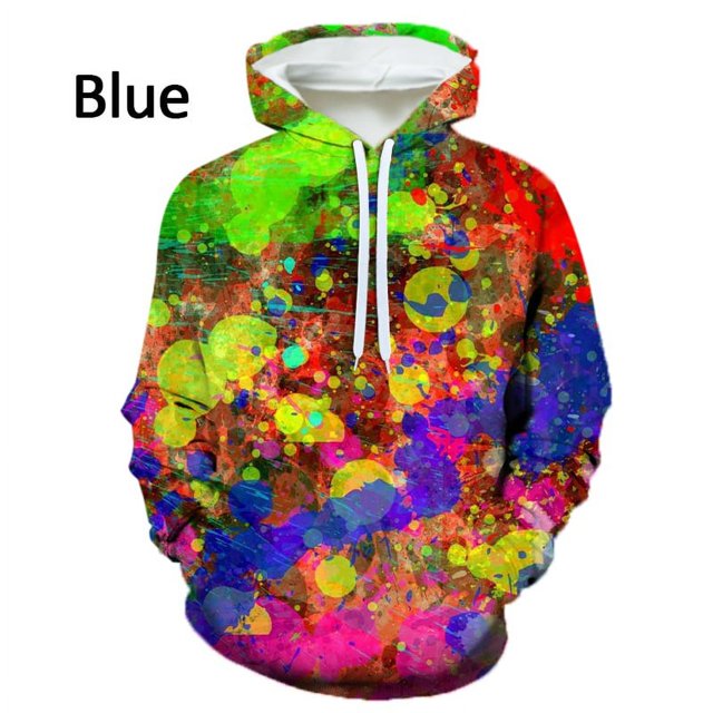 Sweat à Capuche Imprimé 3D Décontracté à Manches Longues pour Hommes, Encre Éclaboussée, Dégoulinant, Coloré, Punk de Rue, Hip Hop