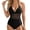 Black, variant on Women's Tummy Control One Piece Swimsuits V Neck Mesh Monokini Swimwear Bathing Suit Plus Size Dark Green XXL