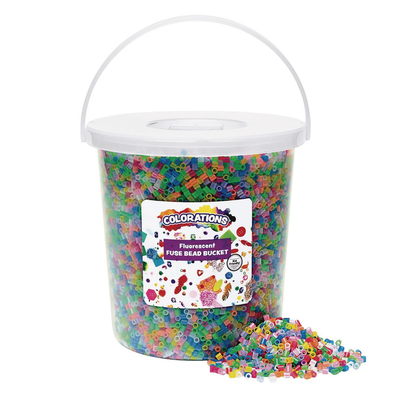 Colorations Fluorescent Fuse Beads & 4 Pegboards in a Bucket 20,000