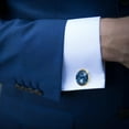 thumbnail image 4 of PhooArto Men's Classic Stainless Steel, Dark Blue Space Planet Stars Pattern Cufflinks Business Wedding Shirts, Golden, 4 of 7