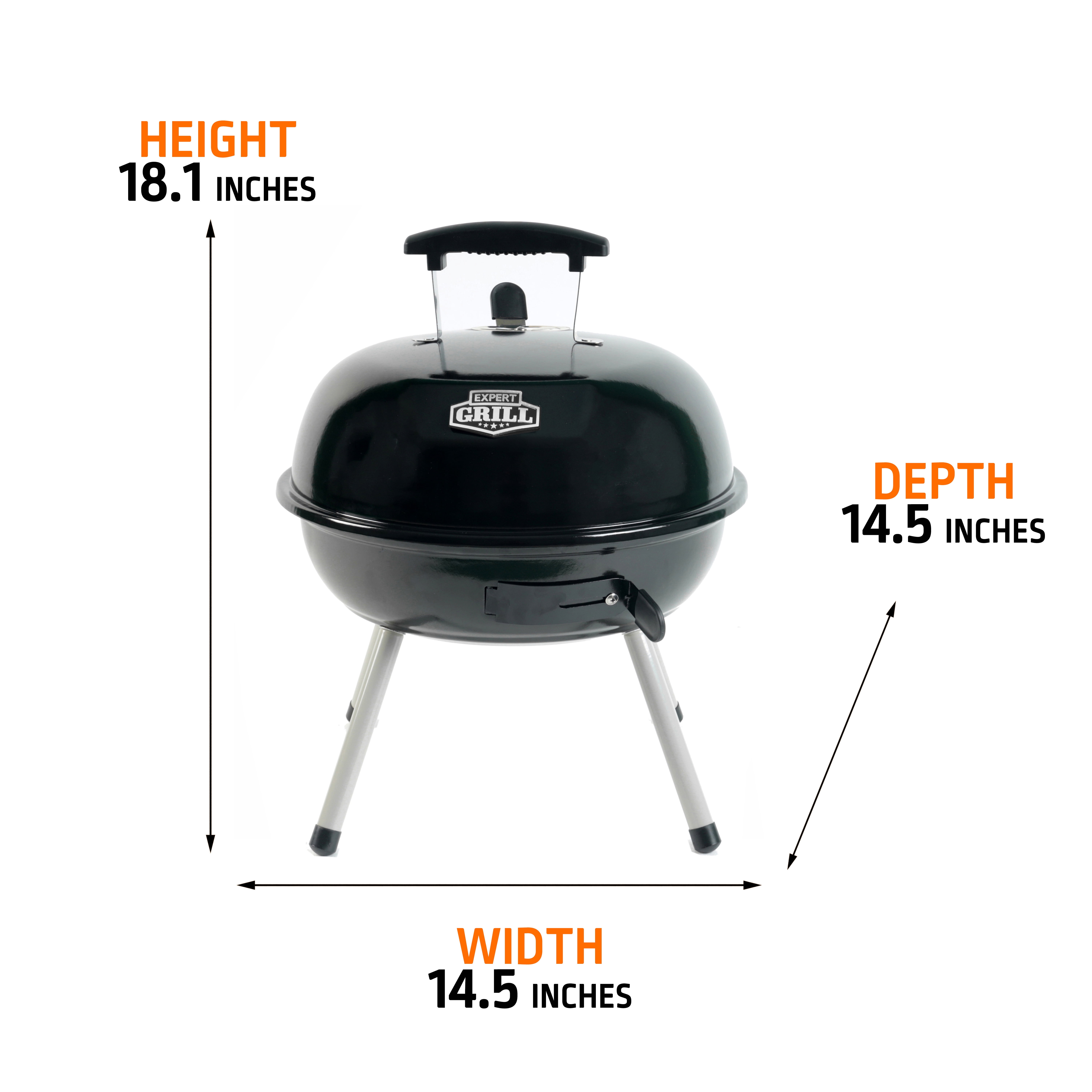 Expert Grill 14.5 in Portable Charcoal Grill, Black
