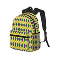 thumbnail image 2 of Daiia Mardi Gras Purple Yellow Plaid School Backpack for Men Women, Unisex Large Waterproof Bookbag Schoolbag Casual Daypack for High School/College/Teens/Travel/Work Black, 2 of 8