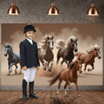 thumbnail image 6 of Realistic  Running Horse Banner Dynamic Design Galloping Horse Backdrop Earthy Color Palette Wild Animal Motif Display for Western Themed Party Equestrian Event Bedroom Wall Decor, 6 of 7