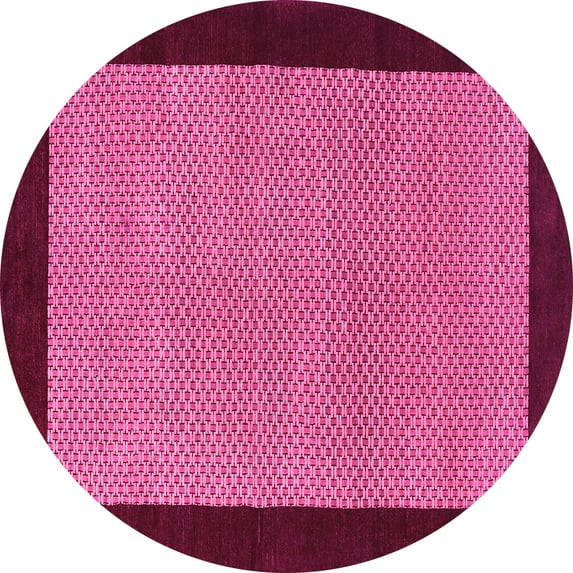 Ahgly Company Indoor Round Abstract Pink Contemporary Area Rugs, 4' Round