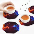 thumbnail image 7 of Pofeuu Futuristic Red And Blue Bird Print Leather Coasters Set of 6, Round Cups Mugs Mat Pad for Home Kitchen Heat Resistant Drink Coasters,Octagon, 7 of 7