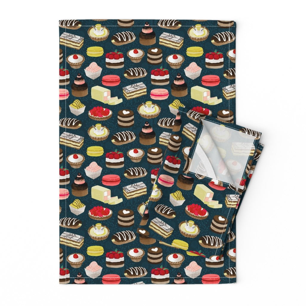 Patisserie Bakery Cookie Cake Linen Cotton Tea Towels by Roostery Set of 2 