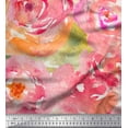 thumbnail image 1 of Soimoi Silk Fabric Rose Watercolor Print Fabric by the Yard 42 Inch Wide, 1 of 3