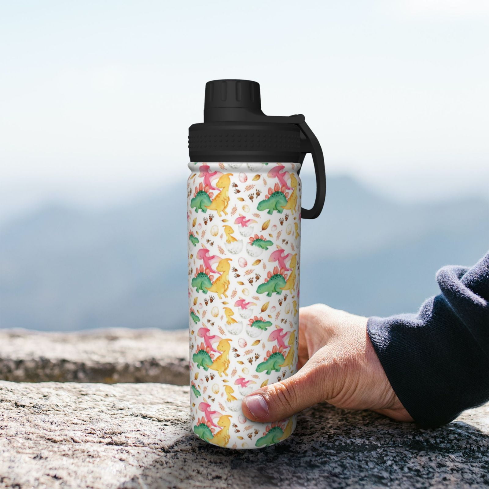 Vsdgher Cute Baby Dinosaurs 18oz Sports Insulated Kettle, Stainless Steel Insulated Cup for Women Men for Fitness, Gym & Outdoor