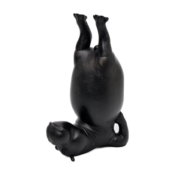 Set of 2 Resin Yoga Hippo Bookends, Funny Inverted Handstand Sculpture, Sturdy Desktop Shelf Decor for Home Office Yoga Lovers (Black)