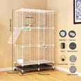 thumbnail image 2 of Qiyester Bird Cages Portable Large Metal Birdcage with Wheels Food Water Bowls for Parakeet, Lovebirds, Ringneck, Cockatiels (White), 2 of 10