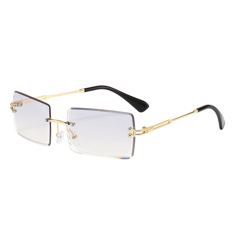 Rimless Rectangle Sunglasses, UV400 Protection Unisex Square  display picture 3