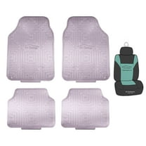 FH Group Metallic Rubber Charcoal Car Floor Mats, Universal Fit 4pc Full Set with Air Freshener