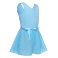thumbnail image 2 of Oyolan Kids Girls Classic Ballet Dance Dress 2 Pcs Outfit Sleeveless Leotard with Chiffon Wrap Skirts Sky Blue L, 2 of 7