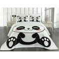 thumbnail image 2 of Ambesonne Anime Quilted Coverlet 3 Pcs, Japanese Manga Art, Queen Size, Black White Grey, 2 of 4