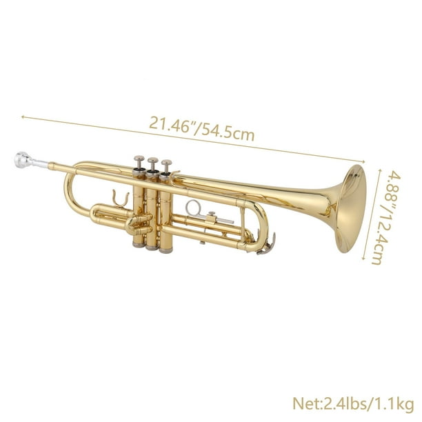 Ktaxon Bb Trumpet Set, Gold Brass with Case, Ideal for Students