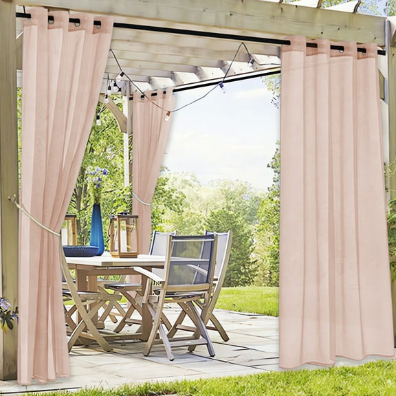Btomtd Water Proof Window Screen Terrace Outdoor Pavilion Transparent Screen Curtain Outdoor Curtain for Living Room Bedroom, 83.85x51.96 inch, Khaki