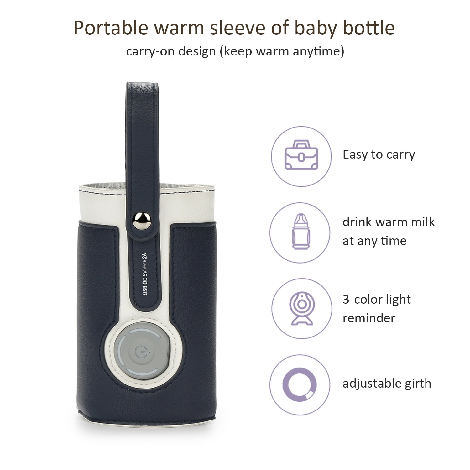Baby Bottle Warmer USB Adjustable Milk Heating Keeper Milk Bottle Portable Warmer Bag Insulation Thermostat Bag for Travelling Outdoor