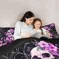 thumbnail image 5 of Homewish Spooky Grunge Skull 7-Piece King Bedding,Spider Web Purple Floral King Bed in a Bag,Halloween Bed Set,Black Reversible, 5 of 8