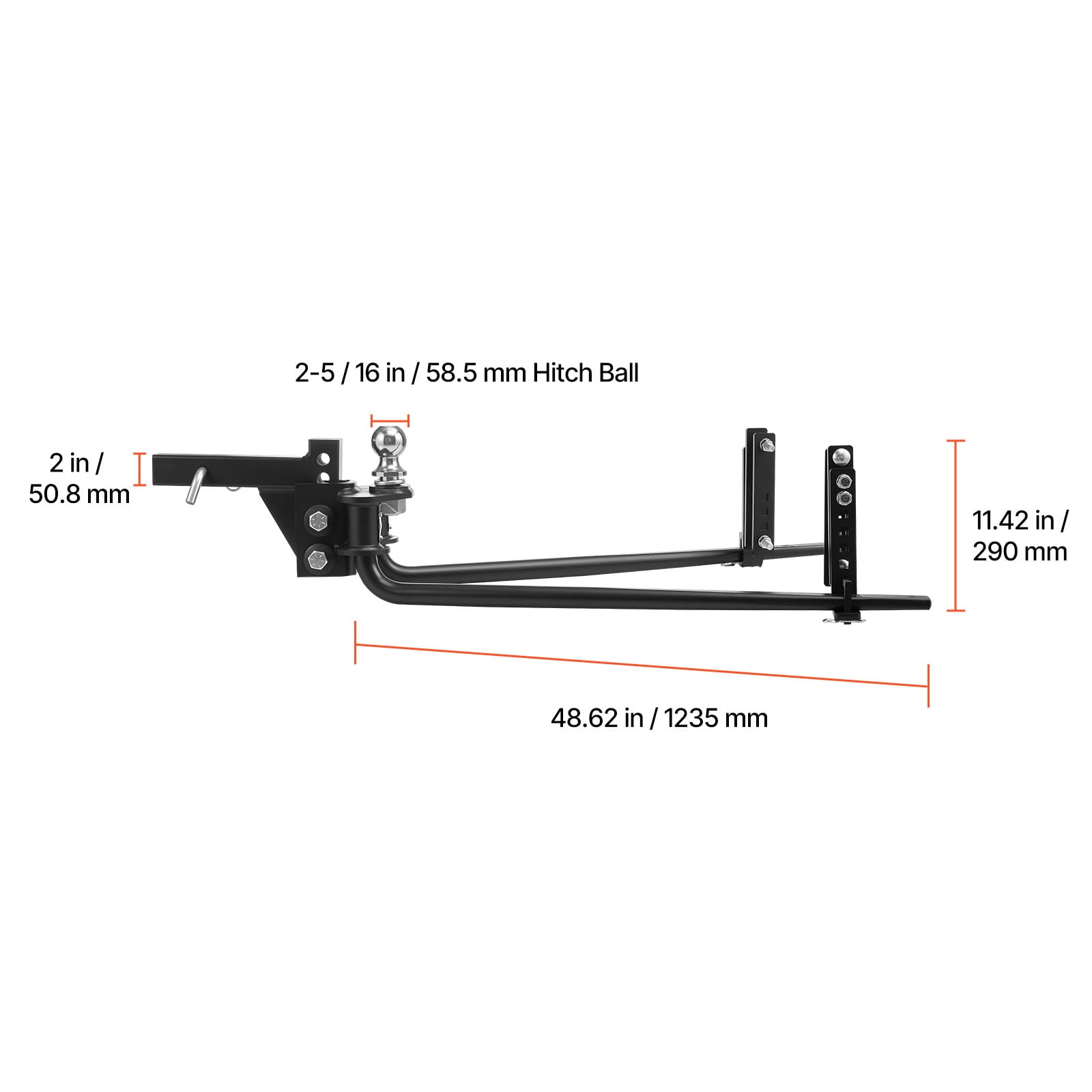 KFFKFF Weight Distribution Hitch, 6000 lbs Towing Capacity & 600 lbs Tongue Weight, Load Leveling Hitch Kit with Sway Control, Includes 2-inch Shank & 2-5/16-inch Ball for Trailer Stability