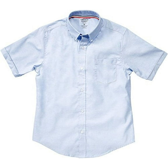 French Toast School Uniform Boys Short Sleeve Oxford Shirt, Blue, 10