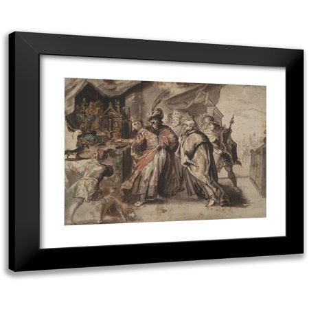 Style of Francken Family 14x11 Black Modern Framed Museum Art Print Titled - Croesus Showing His Riches To Solon