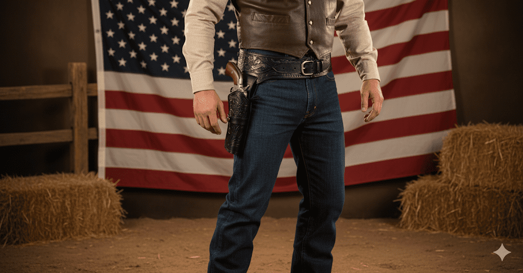 TJAYZ Western Drop Loop Leather Gun Belt and Holster, Right Hand, 44/45 Caliber, BLACK 44"