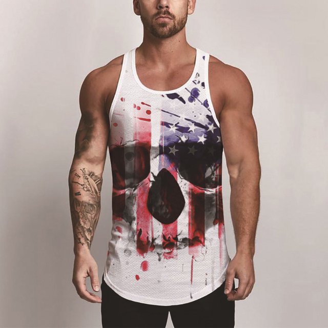 Men's American Flag Stripes and Stars Tank Top Shirt