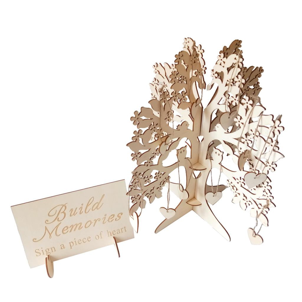 Wooden Wishing Tree Guest Sign Book Ornament for Wedding Reception 