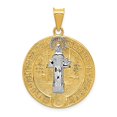 thumbnail image 5 of 14k Yellow Gold with Rhodium Solid With Rhodium Circle St. Benedict Medal Charm Pendant, 5 of 7