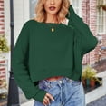 thumbnail image 4 of SWSMCLT Women's Knit Crop Top Knitted Pullover Sweaters Fall Baggy Batwing Sleeve Short Sweater Soft Fashion Casual Y2K Loose Fit Oversized Boat Neck Long Sleeve Green X-Large, 4 of 5