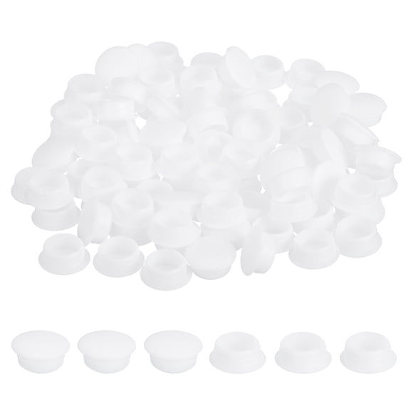 Uxcell 250Pcs Plastic Hole Plugs, 5/16" x 1/4" for Cabinets and Shelves, White Color