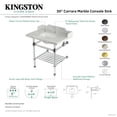 thumbnail image 4 of Kingston Brass LMS3030MAB8 Pemberton 30" Carrara Marble Console Sink with Acrylic Legs and Shelf (8-Inch, 3-Hole), Carrara Marble White/Brushed Nickel, 4 of 4